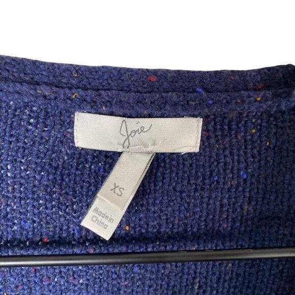 Joie Nalah Fringe Drape Open Knit Cardigan in Navy Blue Confetti Size XS - Picture 4 of 6